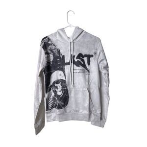 "Blast" Graphic Hoodie S White Cotton Unisex Casual Wear